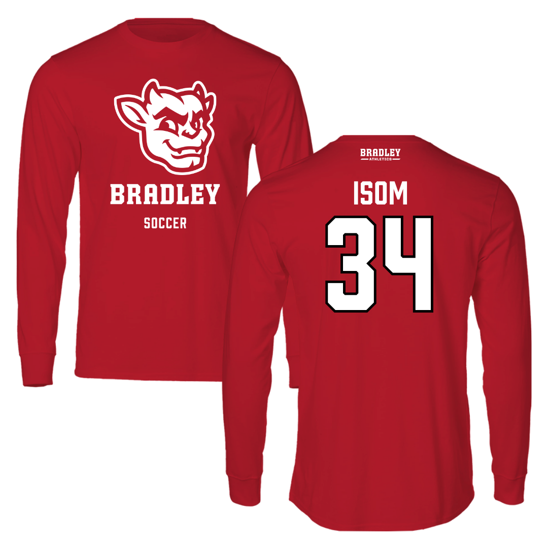 Bradley University Soccer Red Mascot Long Sleeve - #34 Nathaniel Isom