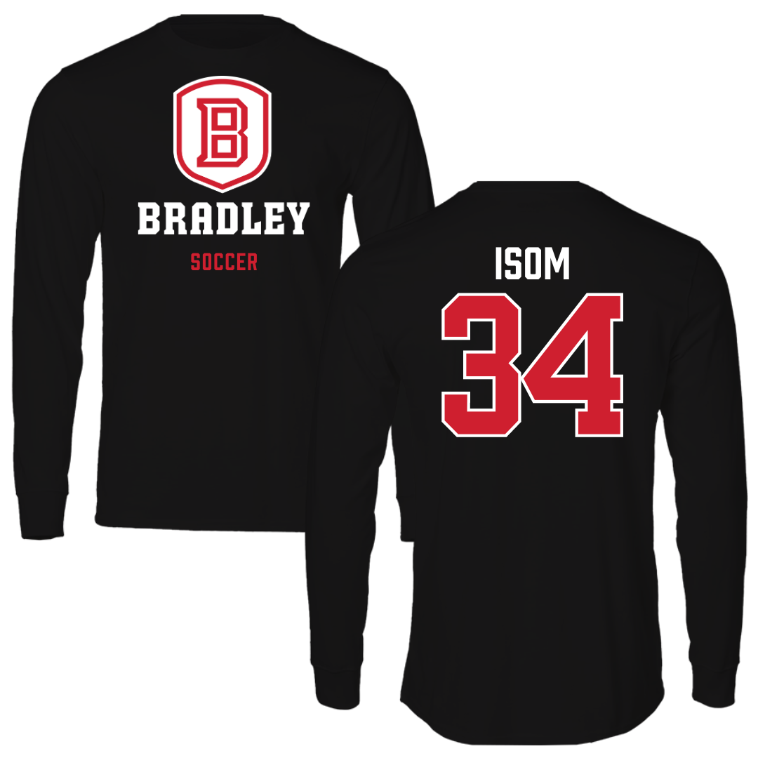 Bradley University Soccer Black Block Long Sleeve - #34 Nathaniel Isom
