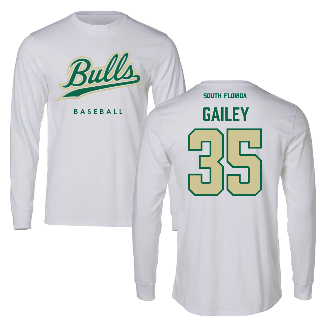 University of South Florida Baseball White Long Sleeve  - #35 Lawson Gailey