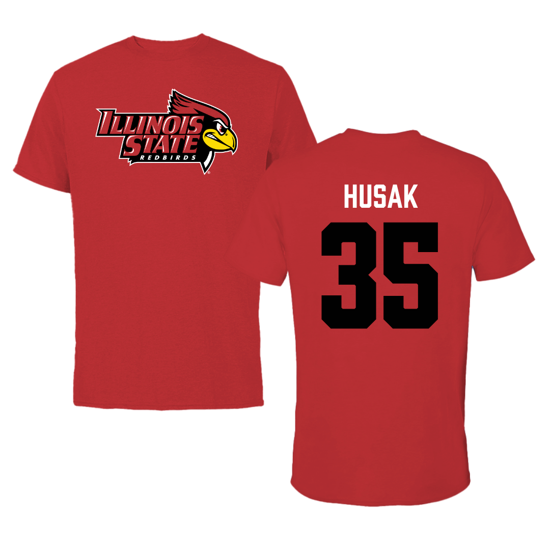 Illinois State University Baseball Red Redbird Tee  - #35 Joe Husak