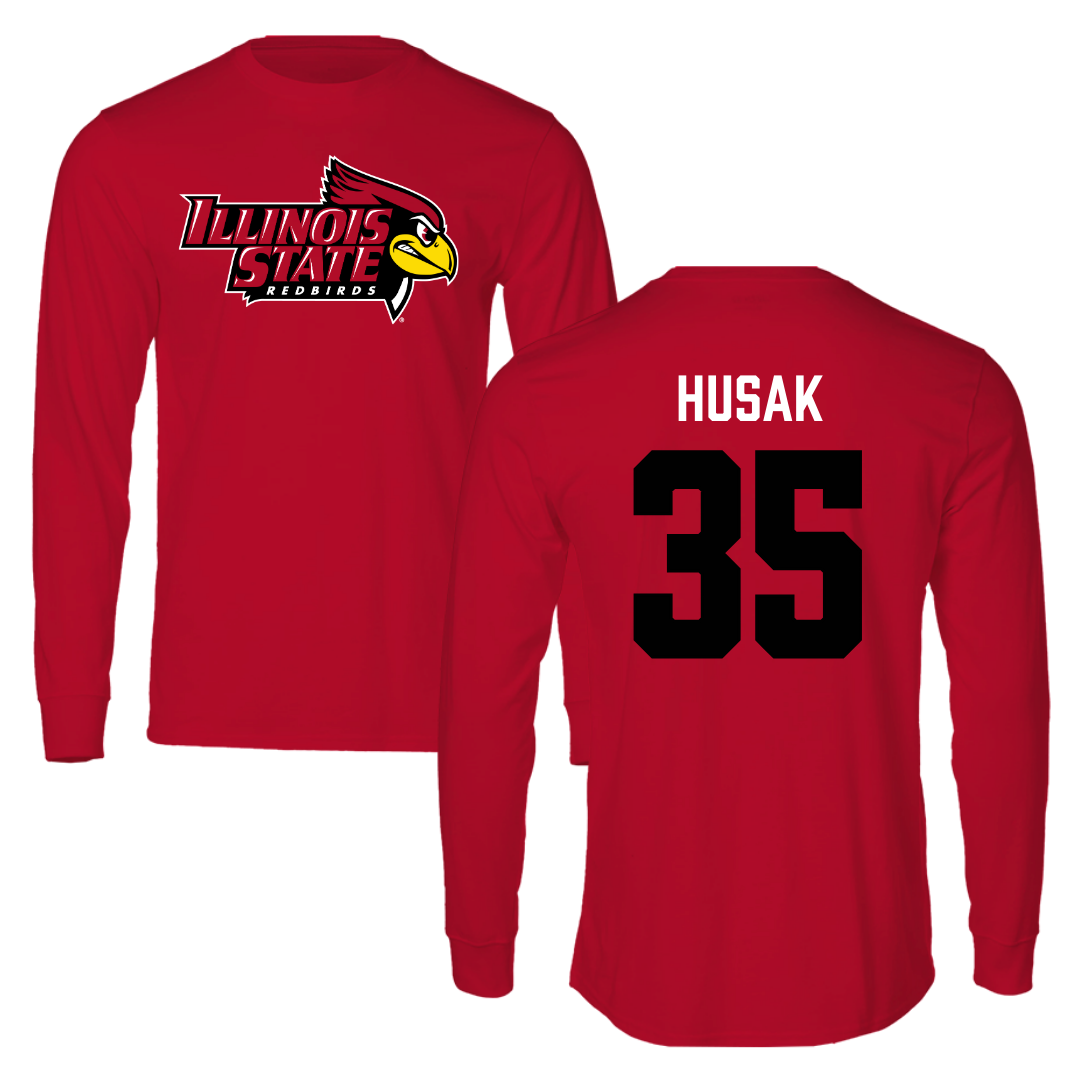Illinois State University Baseball Red Redbird Long Sleeve  - #35 Joe Husak