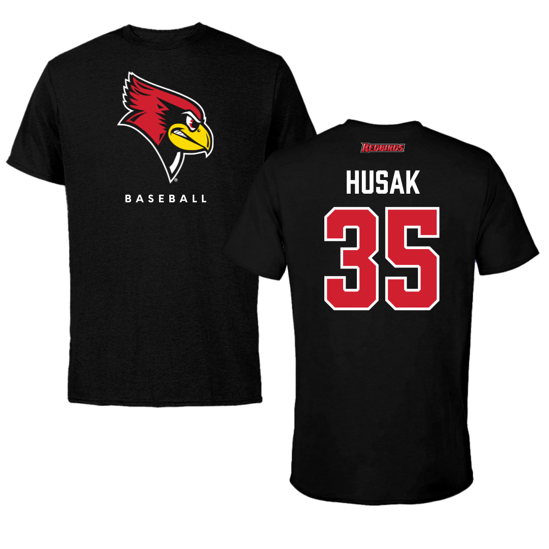 Illinois State University Baseball Black Tee  - #35 Joe Husak