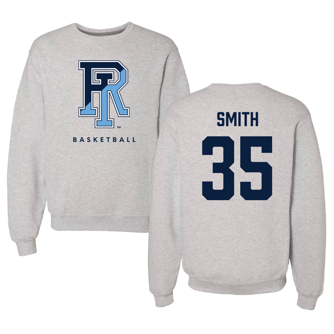 University of Rhode Island Basketball Gray Crewneck  - #35 Jameson Smith