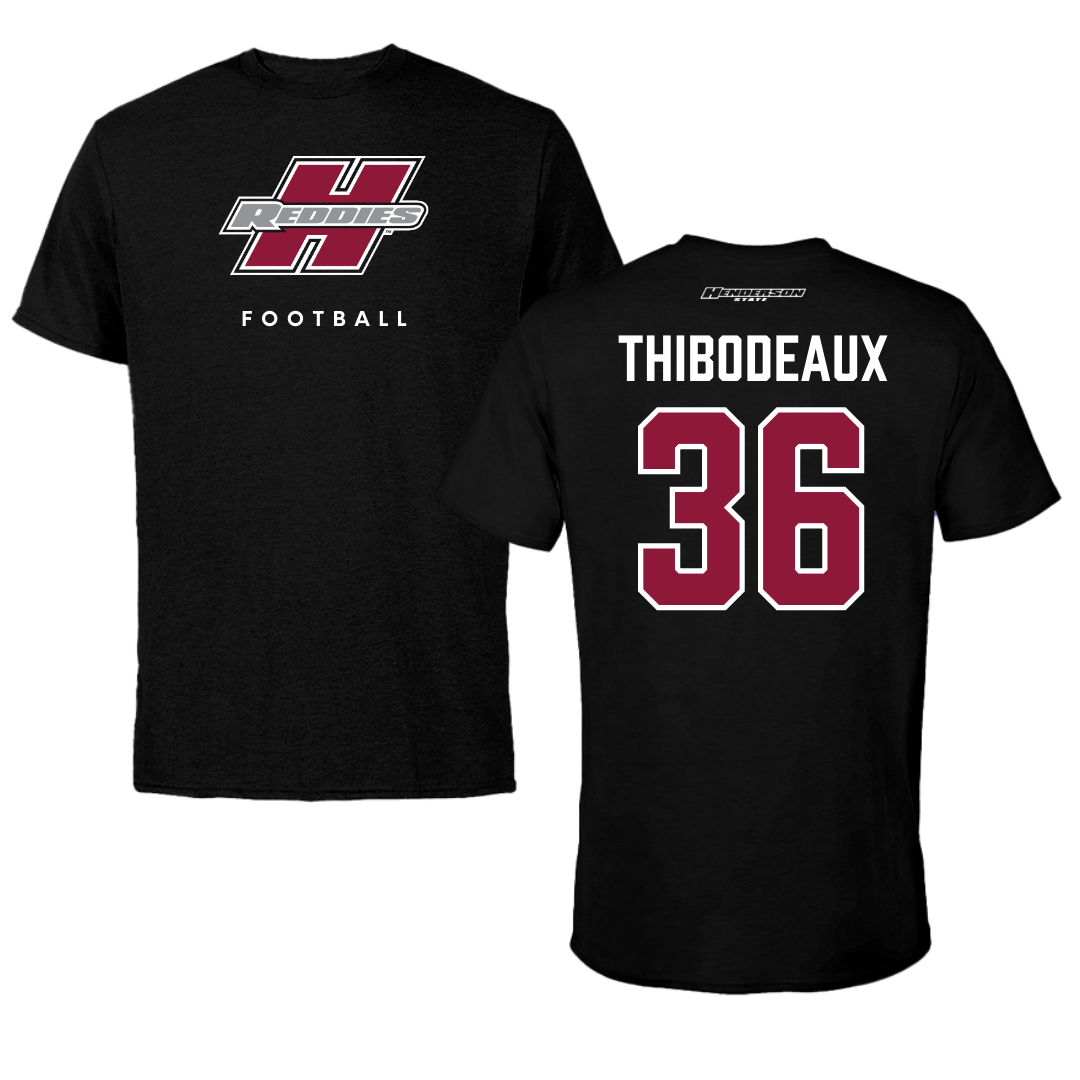Henderson State University Football Black Tee  - #36 Eric Thibodeaux