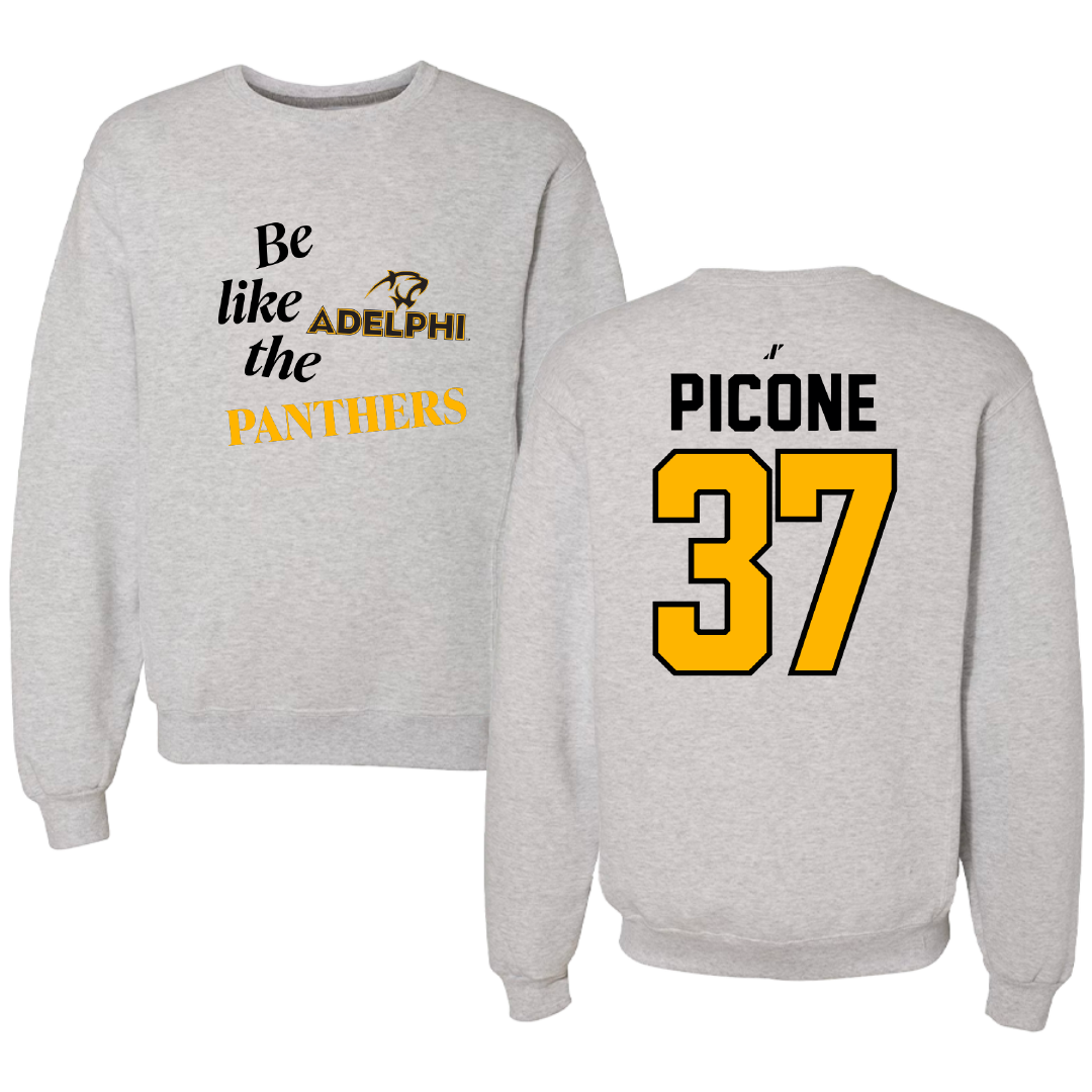 Adelphi University Baseball Light Gray Be Like Us Crewneck - #37 CJ Picone