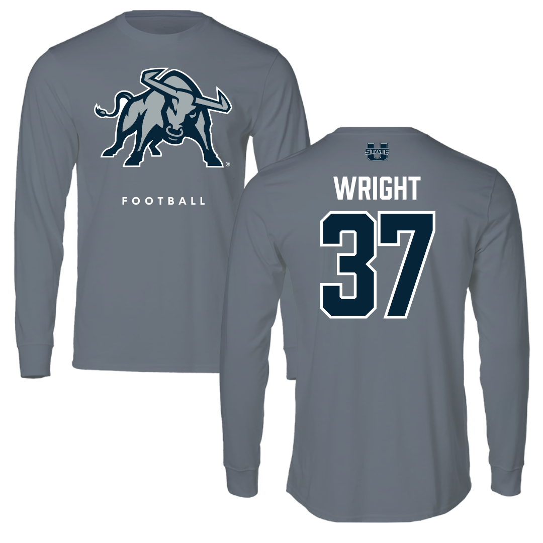 Utah State University Football Gray Long Sleeve  - #37 Jaeden Wright