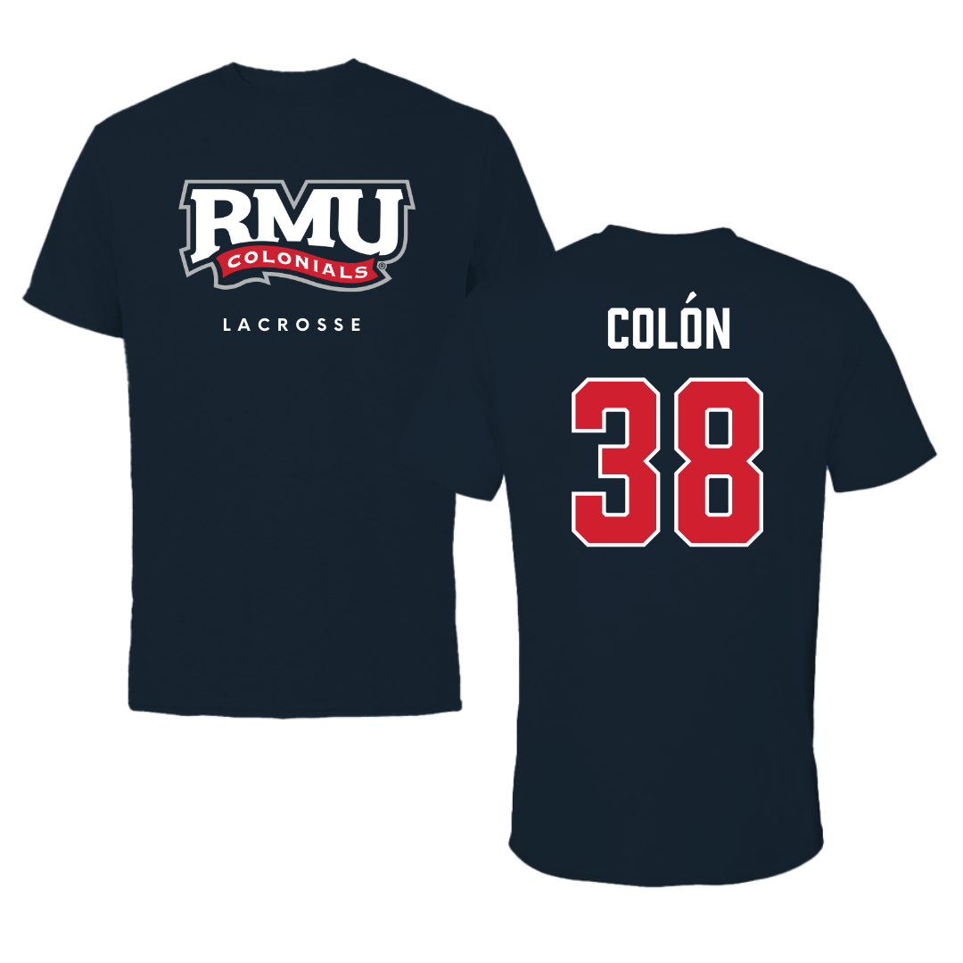 Robert Morris University Lacrosse Navy Tee  - #38 Sam Colón