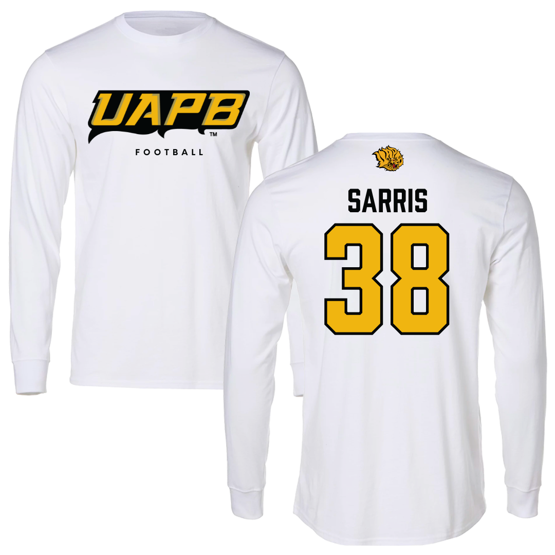 University of Arkansas-Pine Bluff Football White Long Sleeve  - #38 Dean Sarris