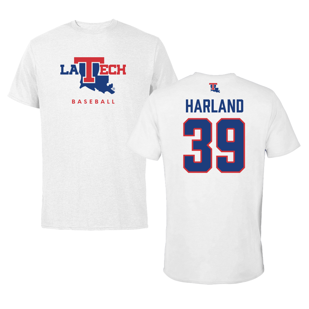 Louisiana Tech University Baseball White Tee  - #39 Ryan Harland