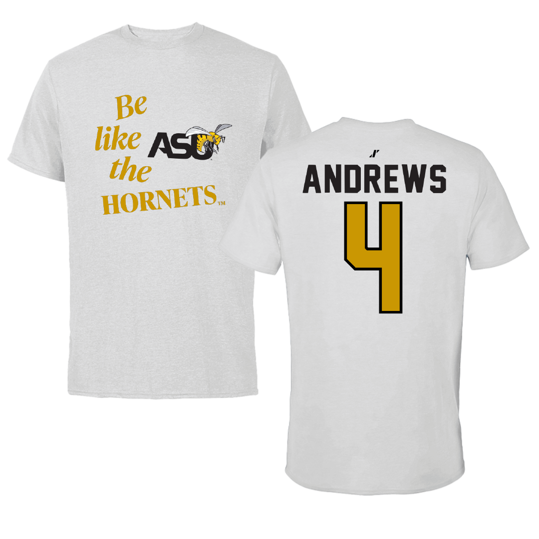Alabama State University Basketball Light Gray Be Like Us Tee - #4 Mario Andrews
