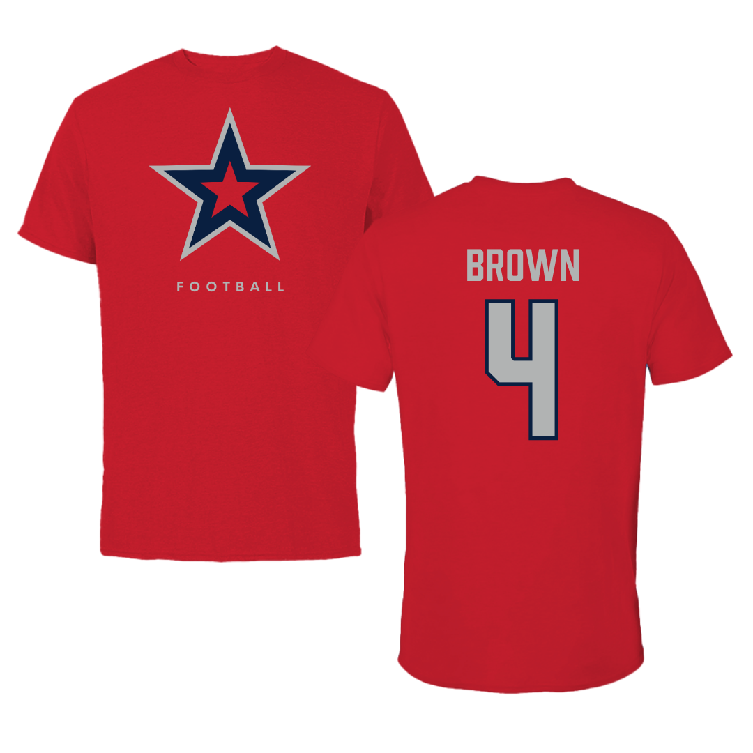 Robert Morris University Football Red Tee  - #4 Tony Brown