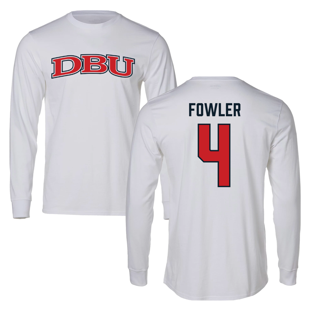 Dallas Baptist University Ice Hockey White Long Sleeve  - #4 Austin Fowler