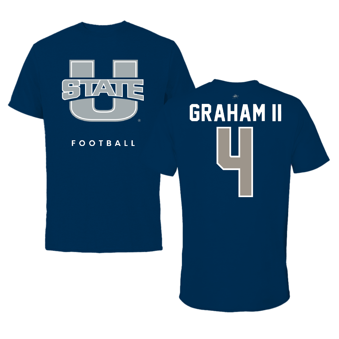 Utah State University Football Navy Performance Tee - #4 DJ Graham II