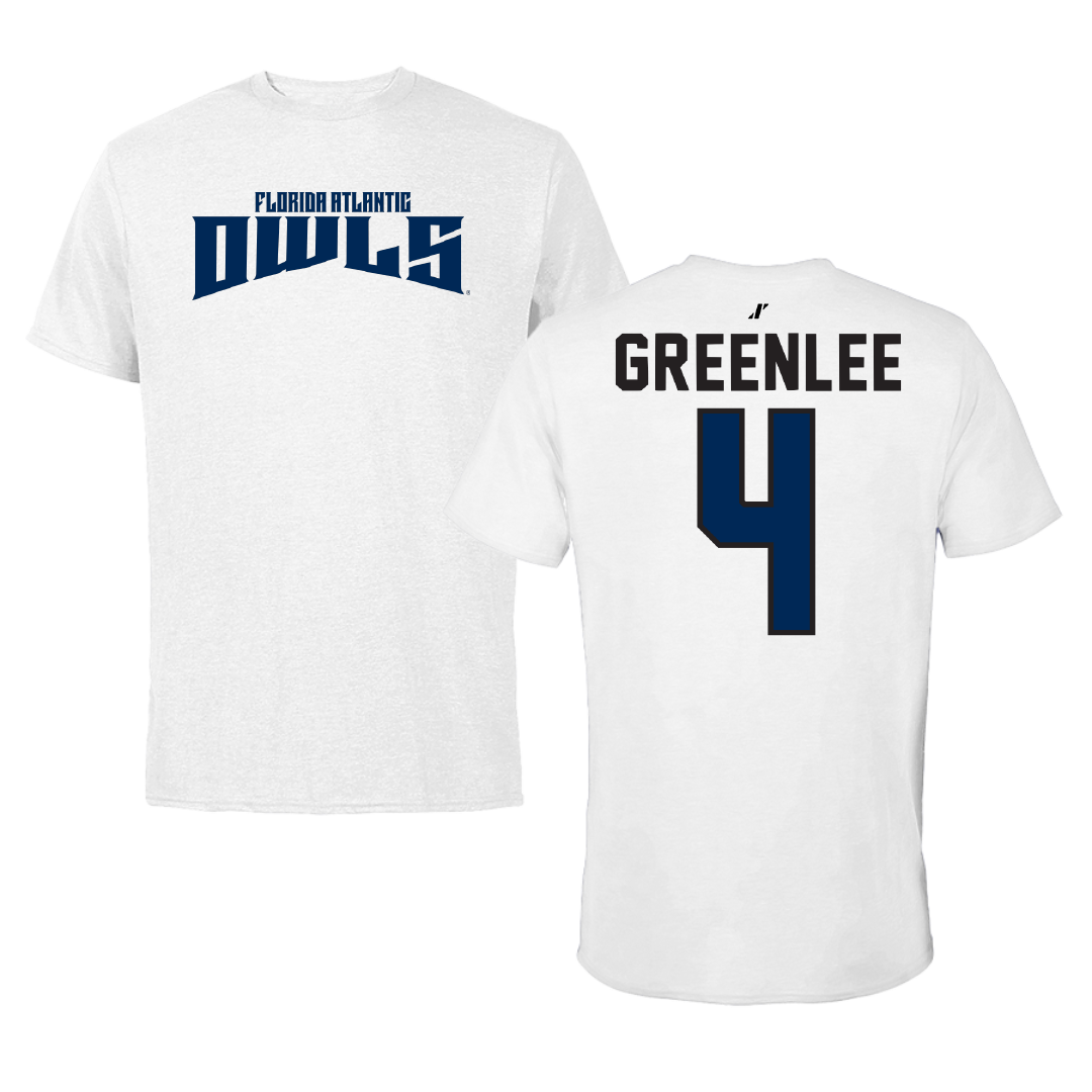 Florida Atlantic University Basketball White Classic Performance Tee - #4 Bryan Greenlee