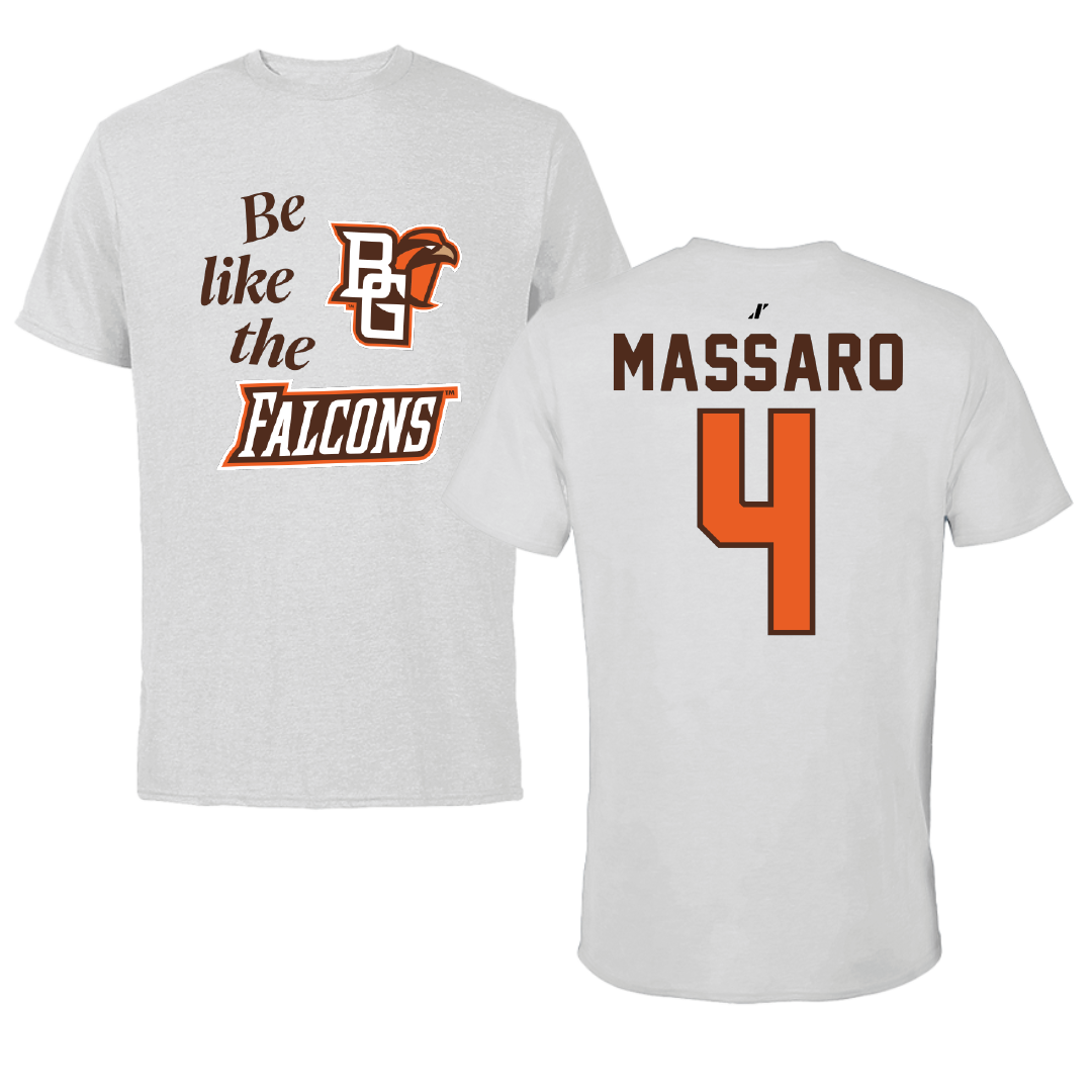 Bowling Green State University Softball Light Gray Be Like Us Performance Tee - #4 Hanna Massaro