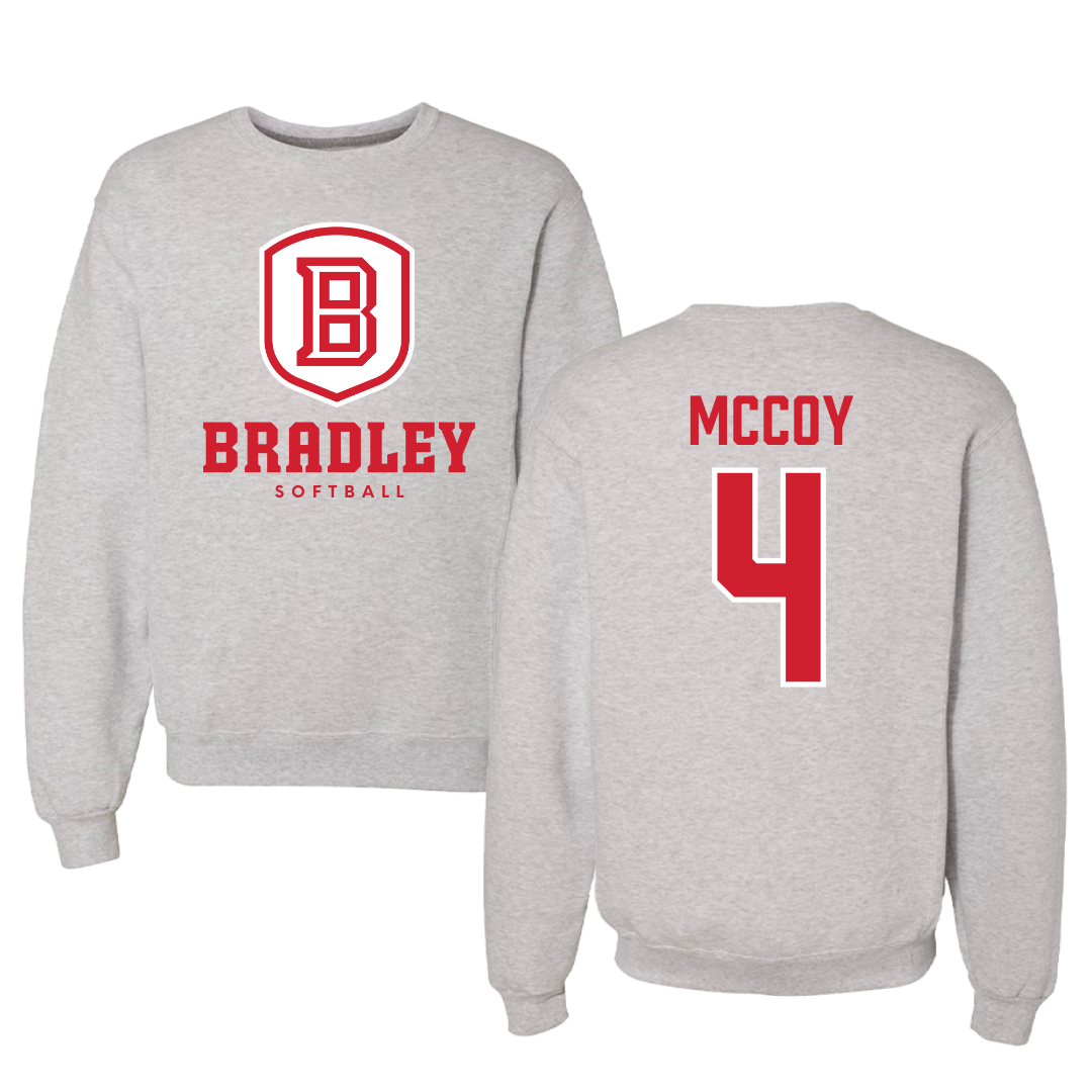 Bradley University Softball Gray Crewneck - #4 Kierston McCoy