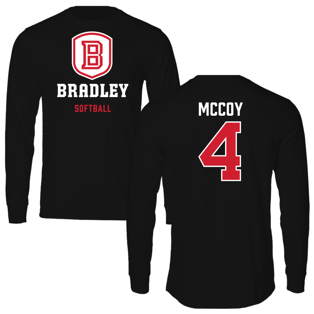 Bradley University Softball Black Block Long Sleeve - #4 Kierston McCoy