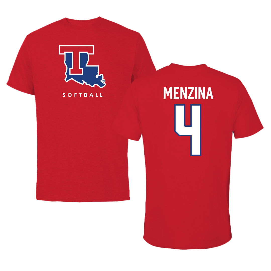 Louisiana Tech University Softball Red Tee  - #4 Lauren Menzina