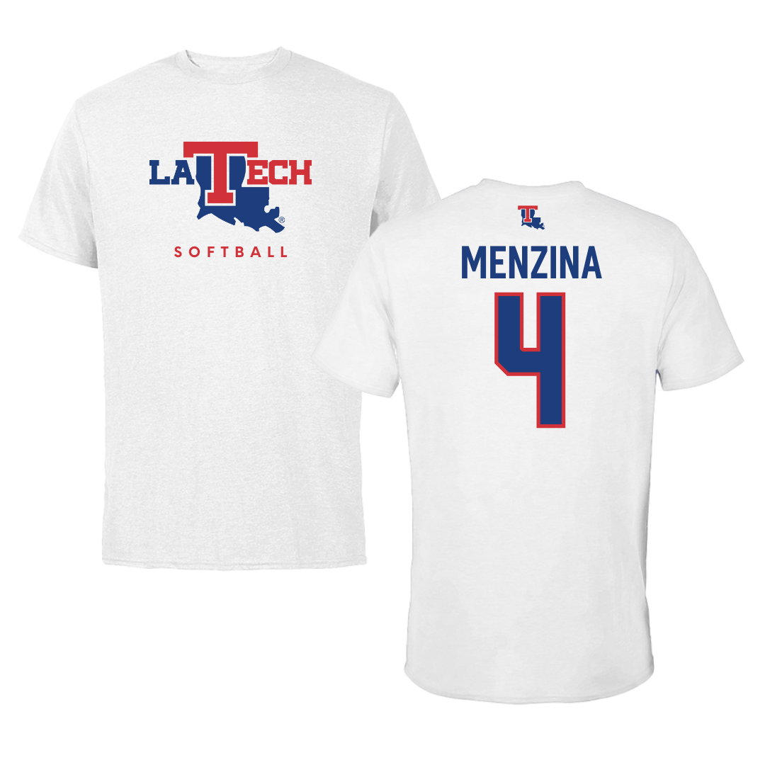 Louisiana Tech University Softball White Tee  - #4 Lauren Menzina