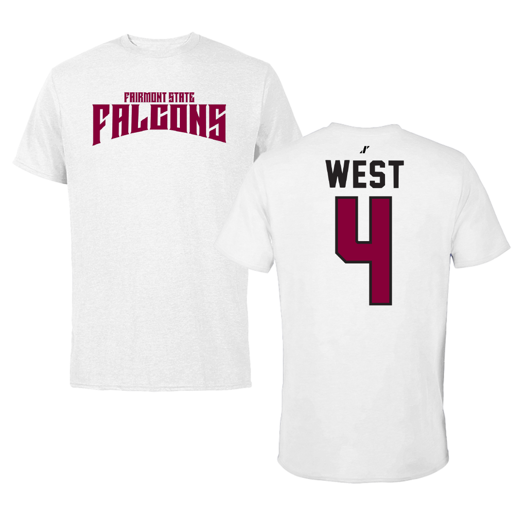 Fairmont State University Basketball White Classic Performance Tee - #4 Jaidyn West
