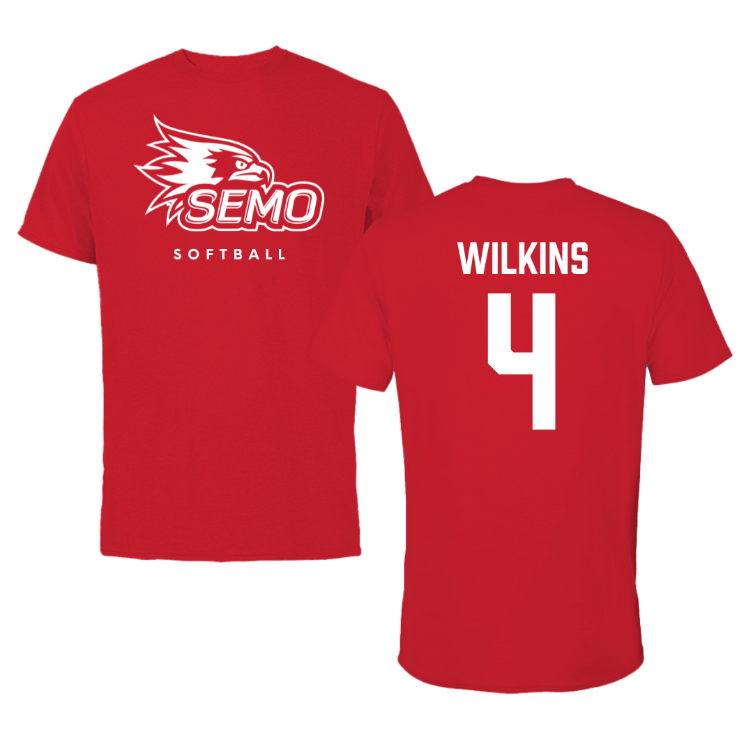 Southeast Missouri State University Softball Red Tee  - #4 Kinley Wilkins