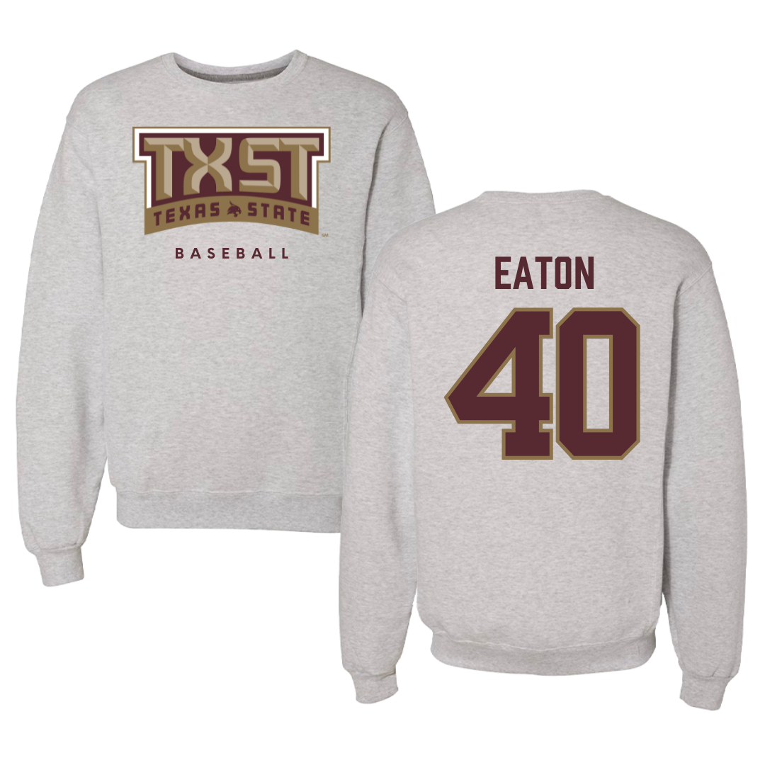 Texas State University Baseball Gray Crewneck  - #40 Austin Eaton