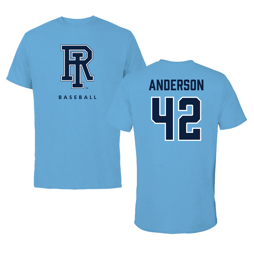 University of Rhode Island Baseball Carolina Blue Tee  - #42 Michael Anderson