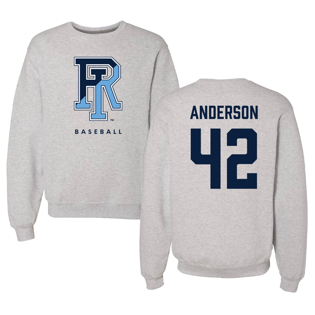 University of Rhode Island Baseball Gray Crewneck  - #42 Michael Anderson