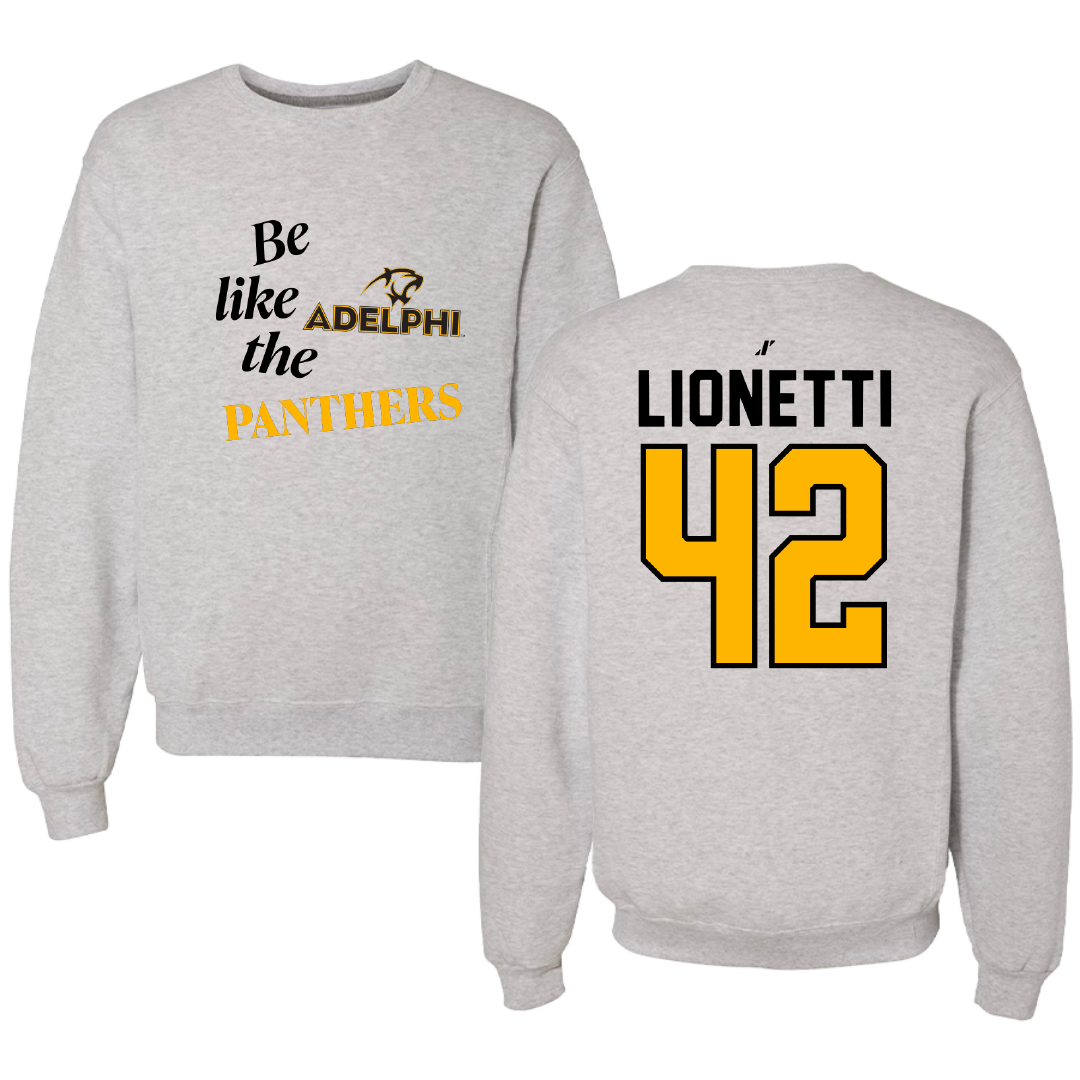 Adelphi University Lacrosse Light Gray Be Like Us Crewneck - #42 Sonny Lionetti