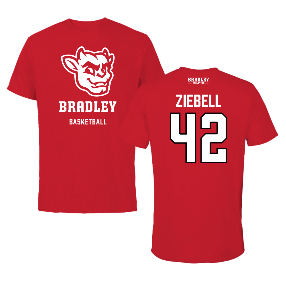 Bradley University Basketball Red Mascot Tee  - #42 Callie Ziebell