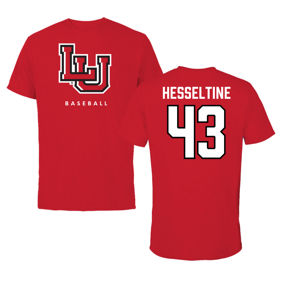 Lamar University Baseball Red Tee  - #43 Hunter Hesseltine