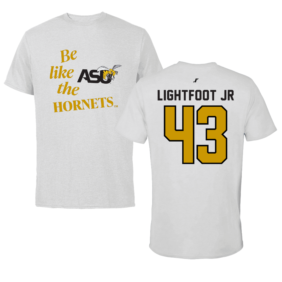 Alabama State University Football Light Gray Be Like Us Tee - #43 Terrell Lightfoot Jr
