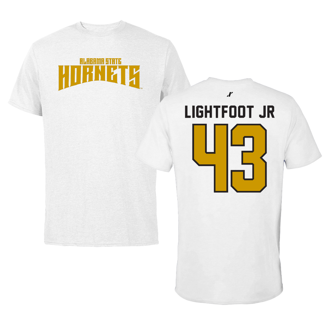 Alabama State University Football White Classic Tee - #43 Terrell Lightfoot Jr
