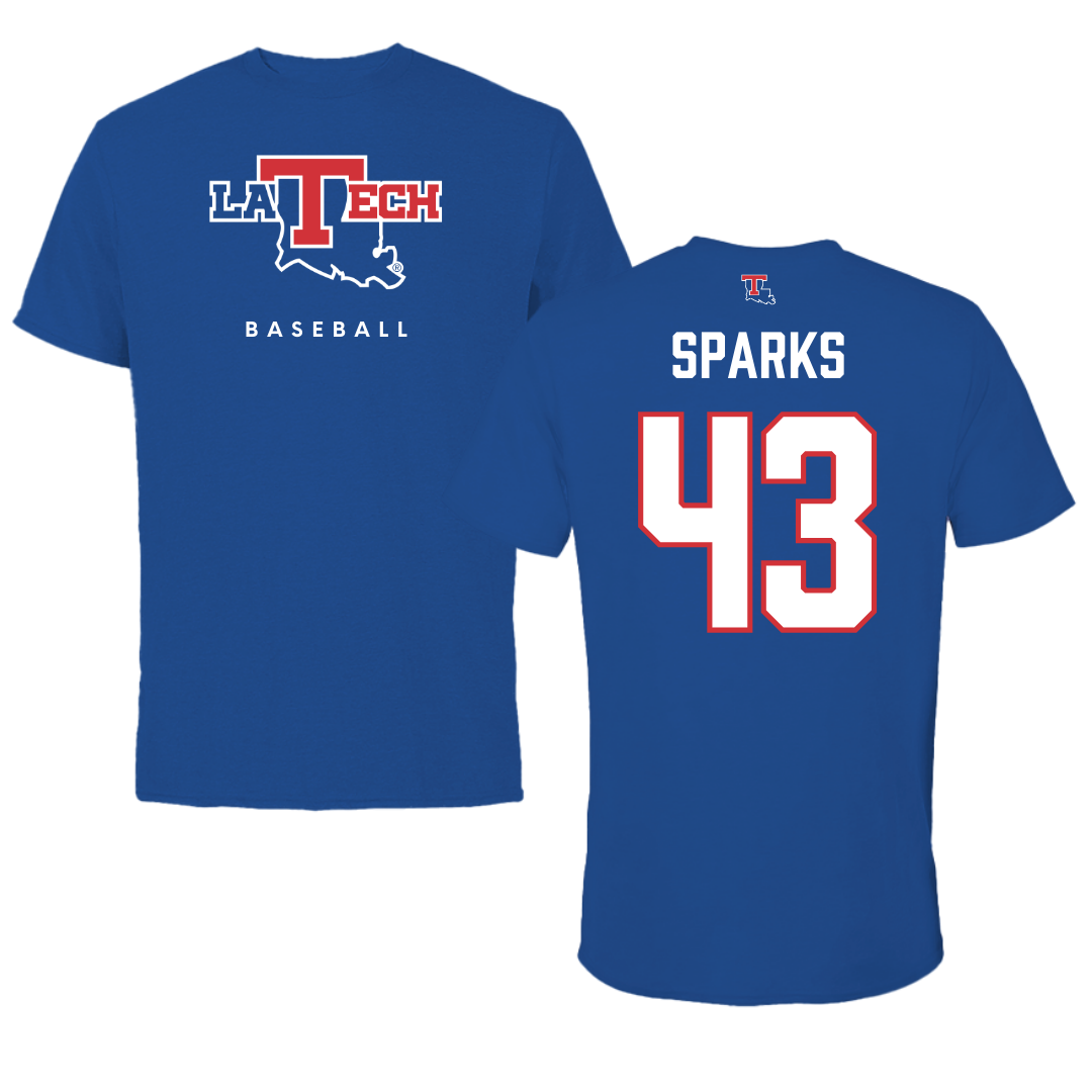 Louisiana Tech University Baseball True Royal Tee  - #43 Alec Sparks