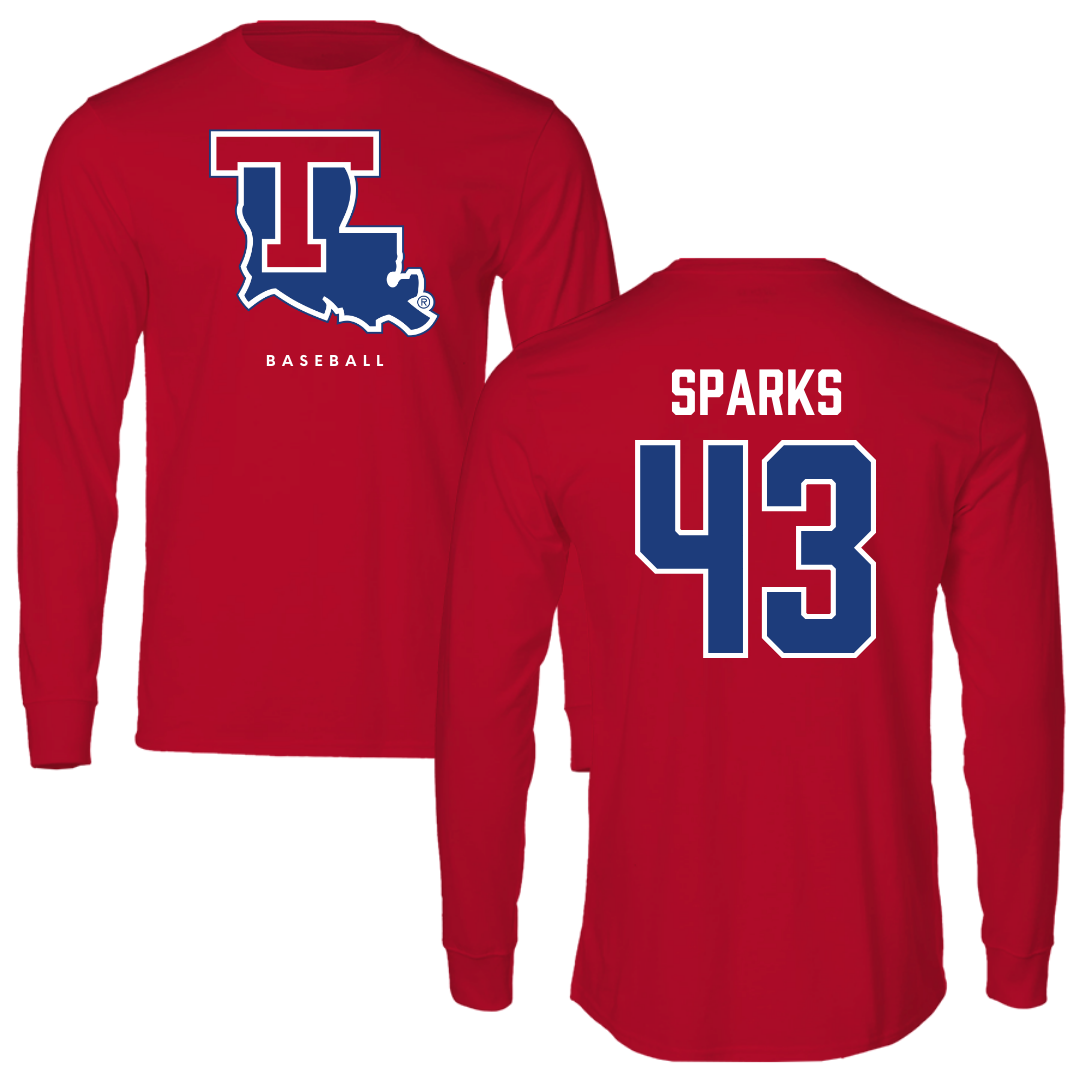 Louisiana Tech University Baseball Red Long Sleeve  - #43 Alec Sparks