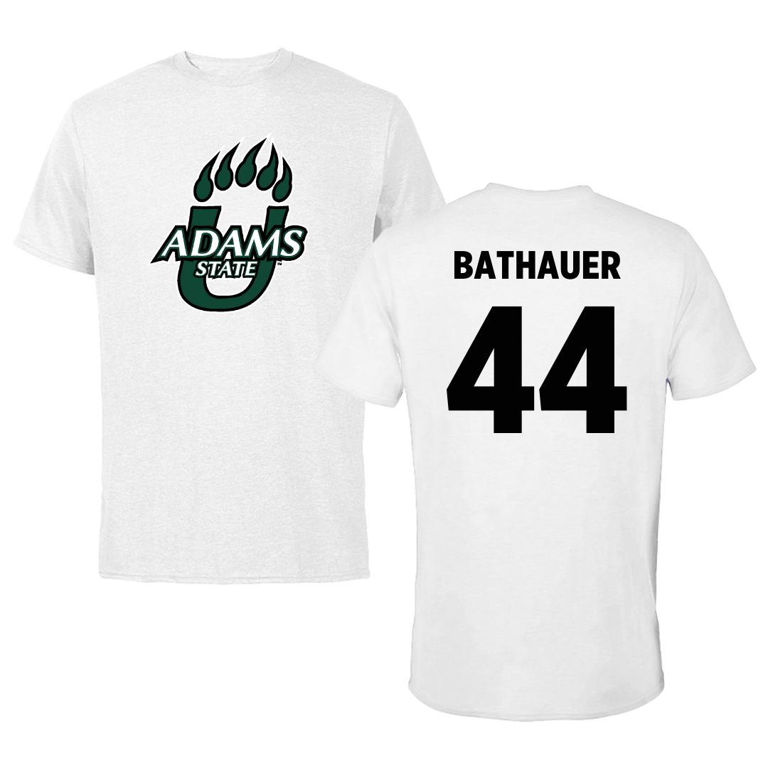 Adams State University Baseball White Tee  - #44 Mike Bathauer