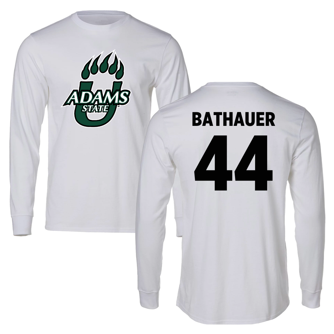 Adams State University Baseball White Long Sleeve  - #44 Mike Bathauer