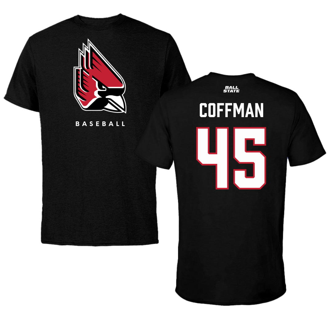 Ball State University Baseball Black Tee  - #45 Owen Coffman