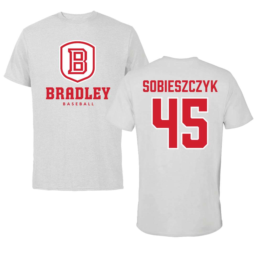 Bradley University Baseball Gray Tee - #45 Isaac Sobieszczyk