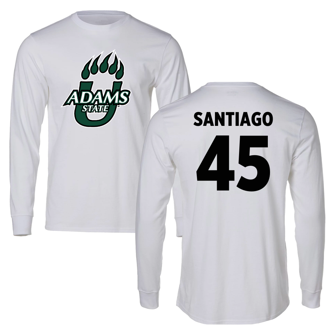 Adams State University Baseball White Long Sleeve  - #45 Ricardo Santiago