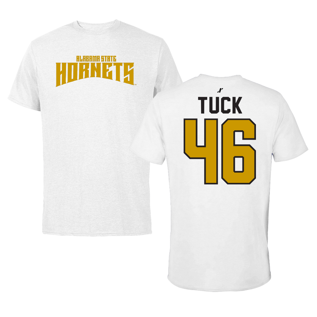 Alabama State University Football White Classic Tee - #46 Harrison Tuck