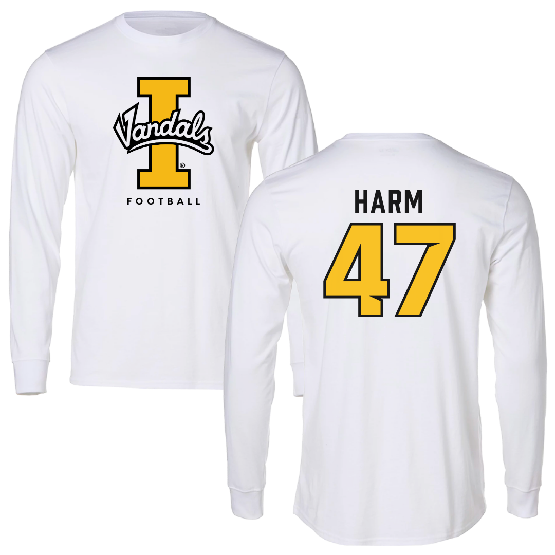 University of Idaho Football White Vandals Long Sleeve - #47 LJ Harm