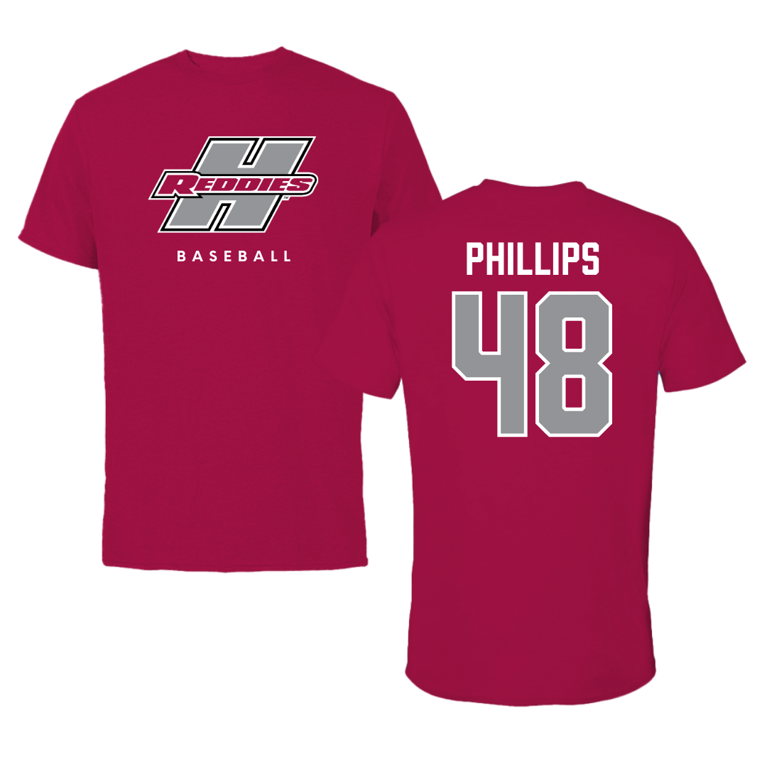 Camiseta cardenal de béisbol de la Universidad Estatal de Henderson - #48 Austin Phillips