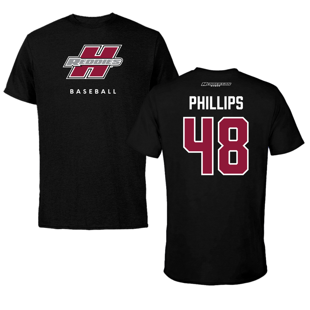 Henderson State University Baseball Black Tee  - #48 Austin Phillips