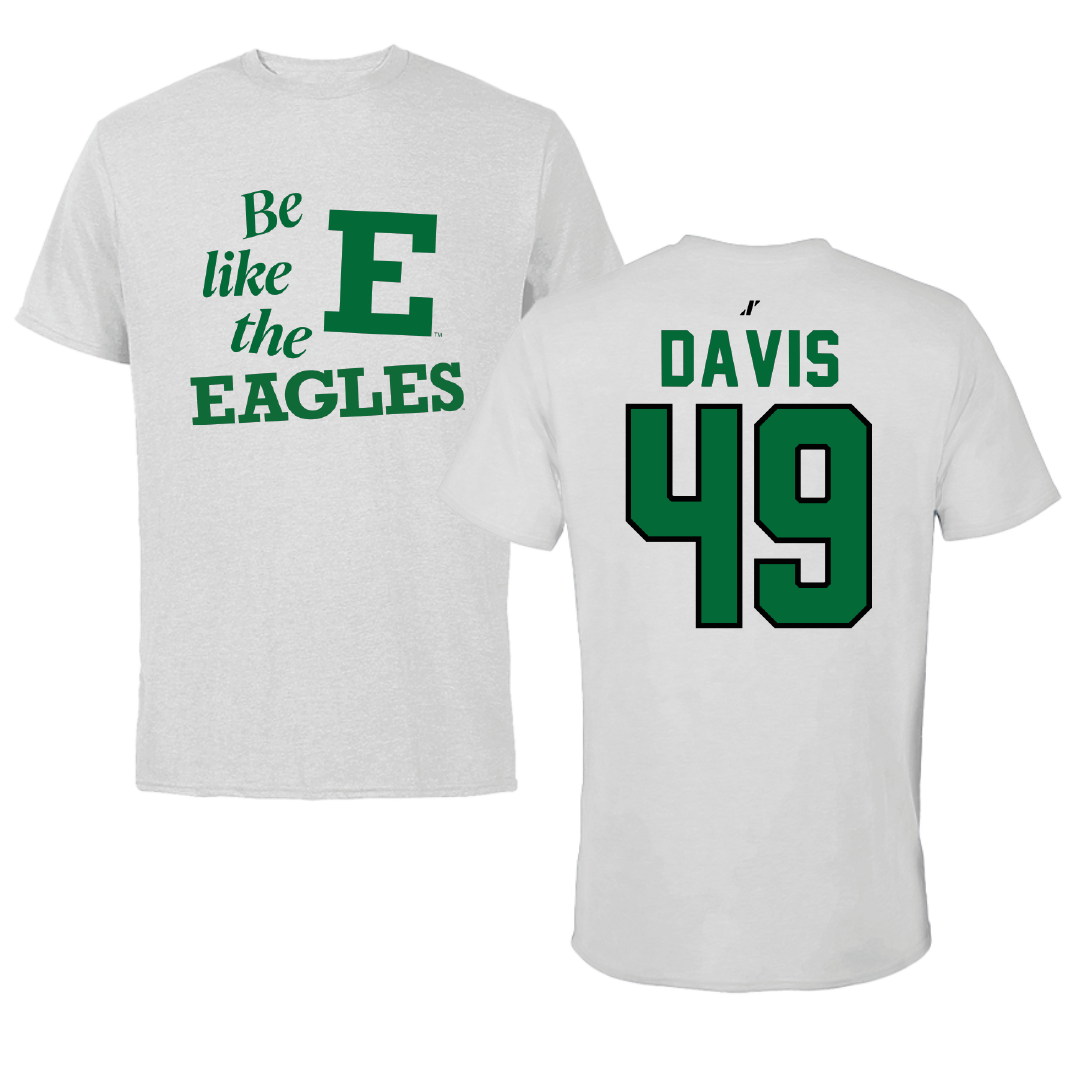 Eastern Michigan University Baseball Light Gray Be Like Us Tee - #49 Ethan Davis