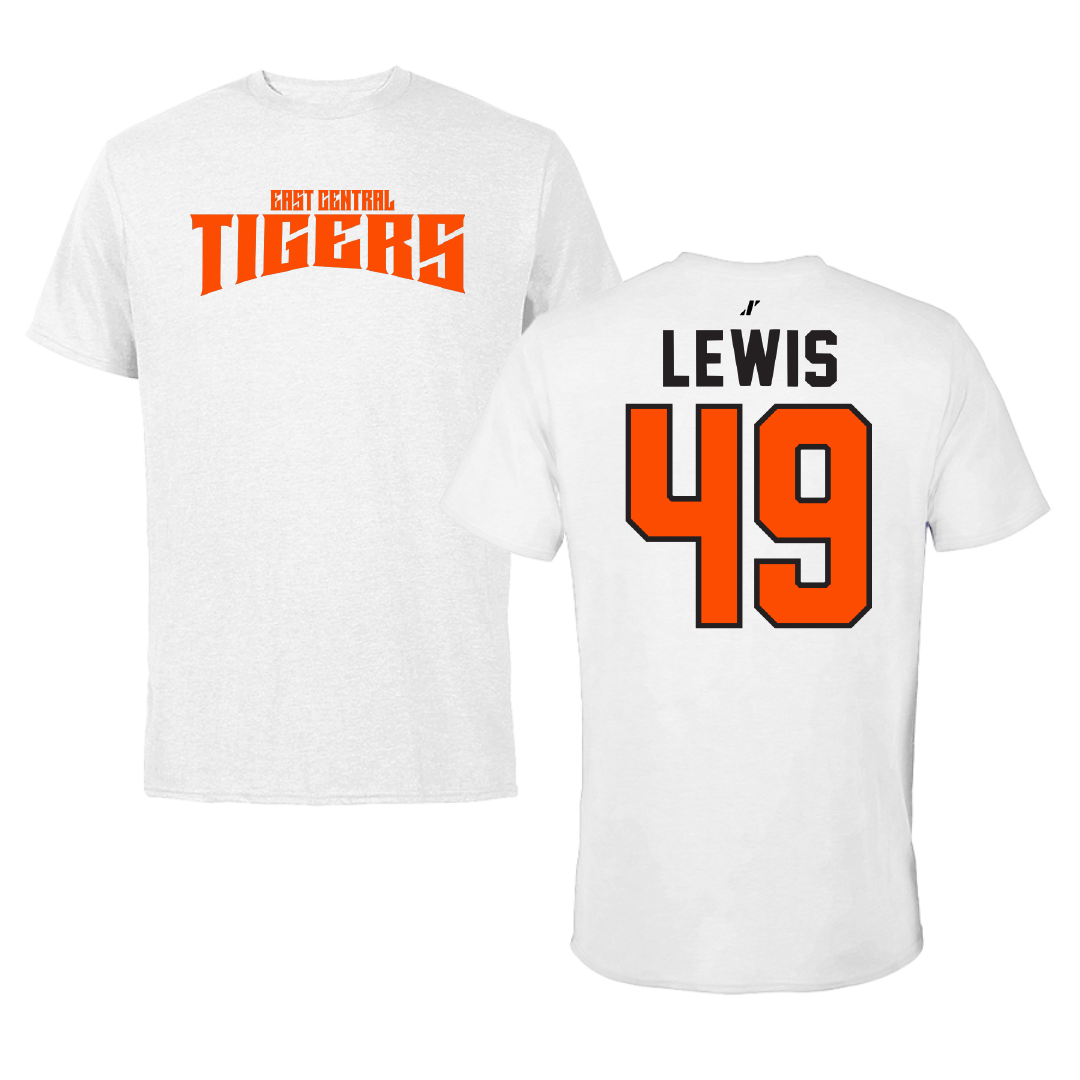 East Central University Football White Classic Tee - #49 Amajah Lewis