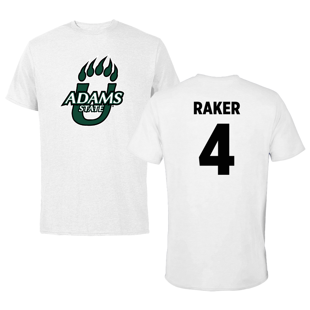 Adams State University Baseball White Tee  - #4 Joey Raker