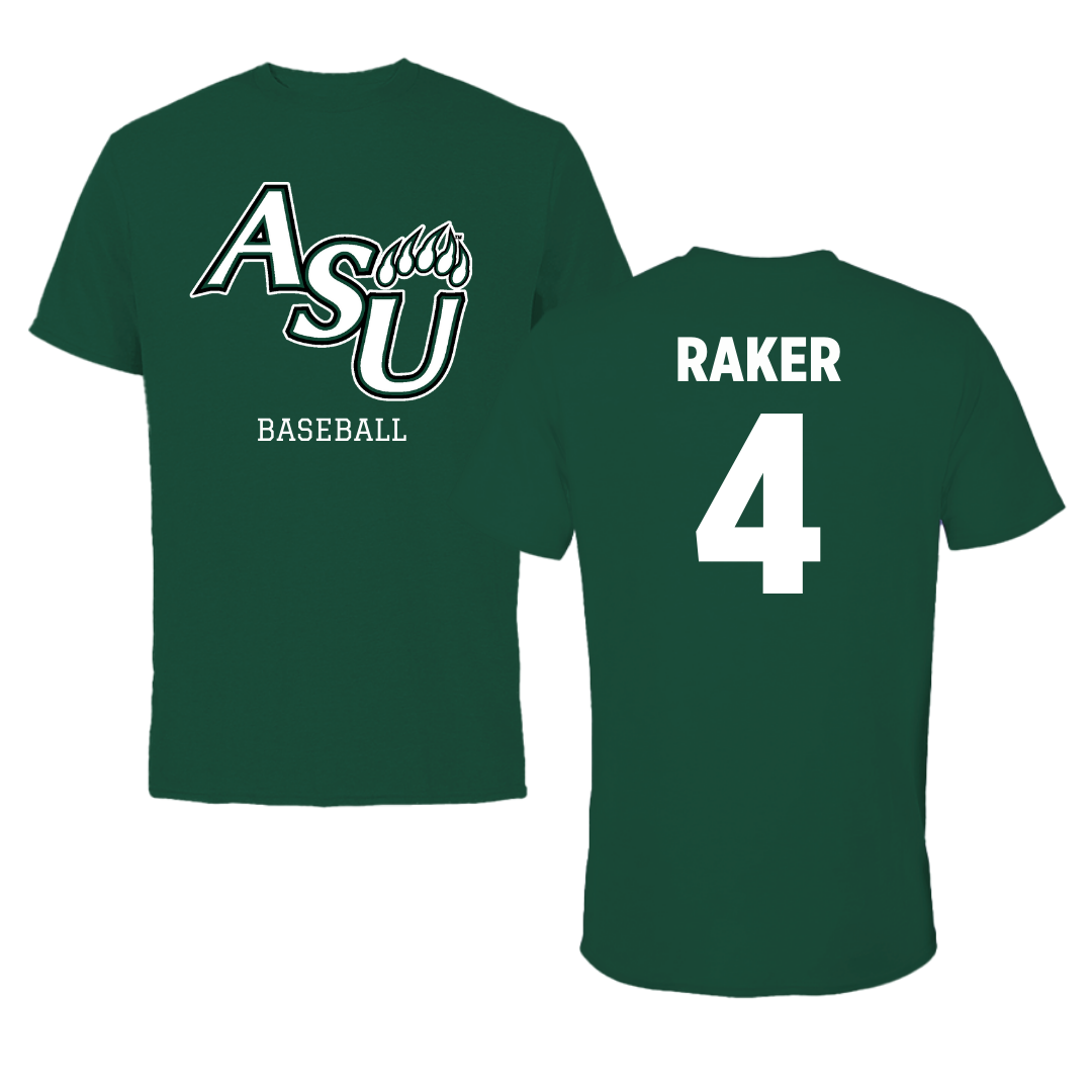 Adams State University Baseball Green Tee  - #4 Joey Raker