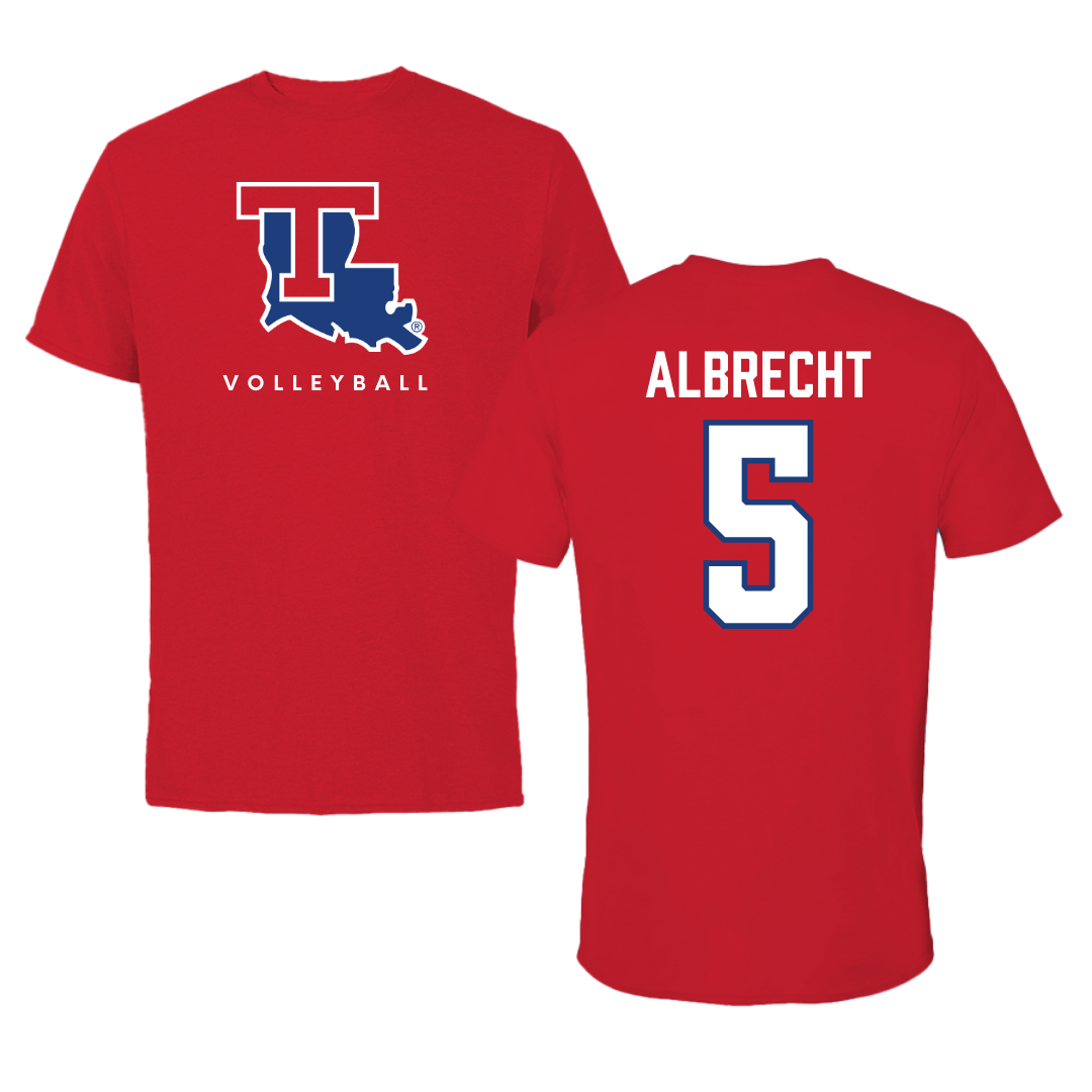 Louisiana Tech University Volleyball Red Tee  - #5 Lauren Albrecht