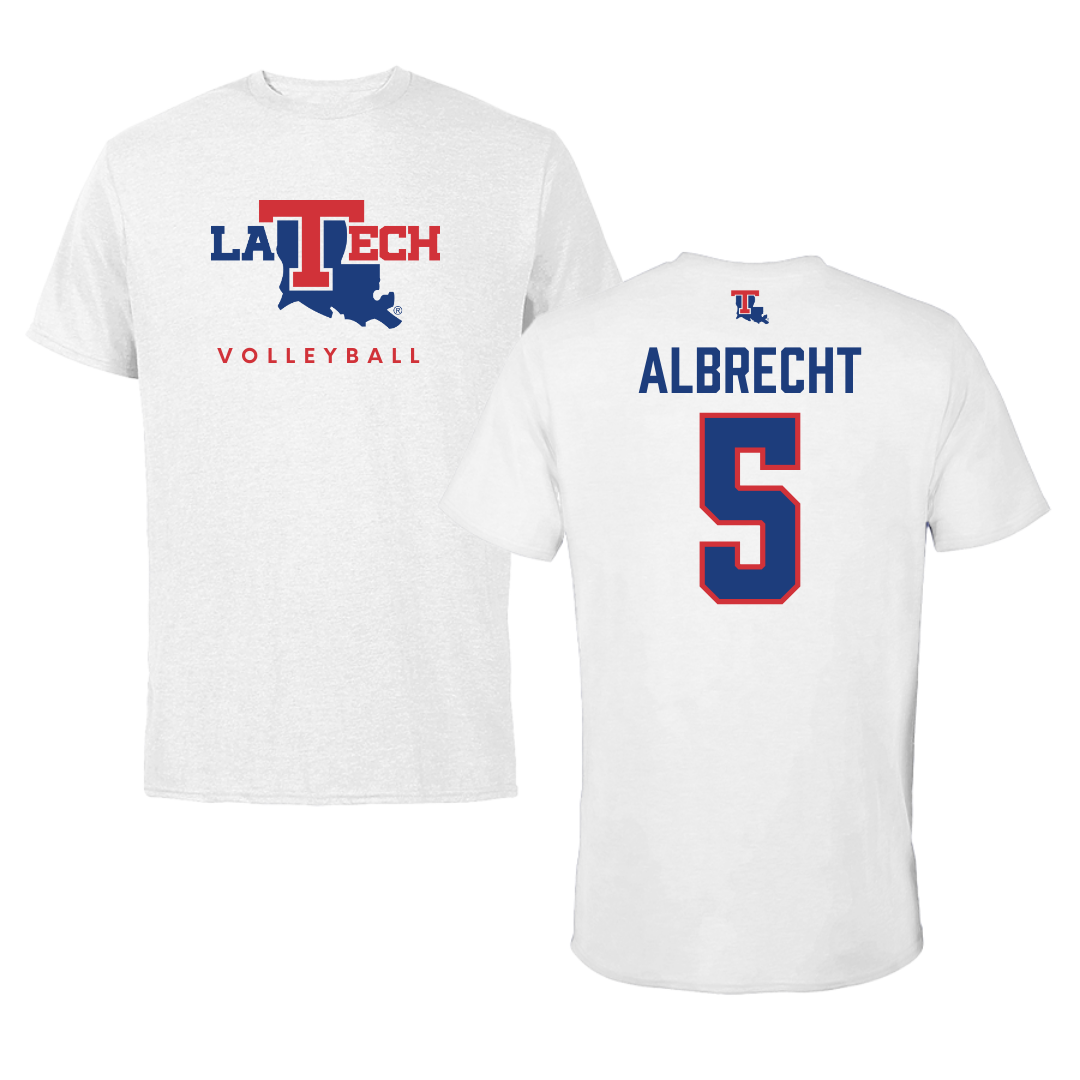 Louisiana Tech University Volleyball White Tee  - #5 Lauren Albrecht